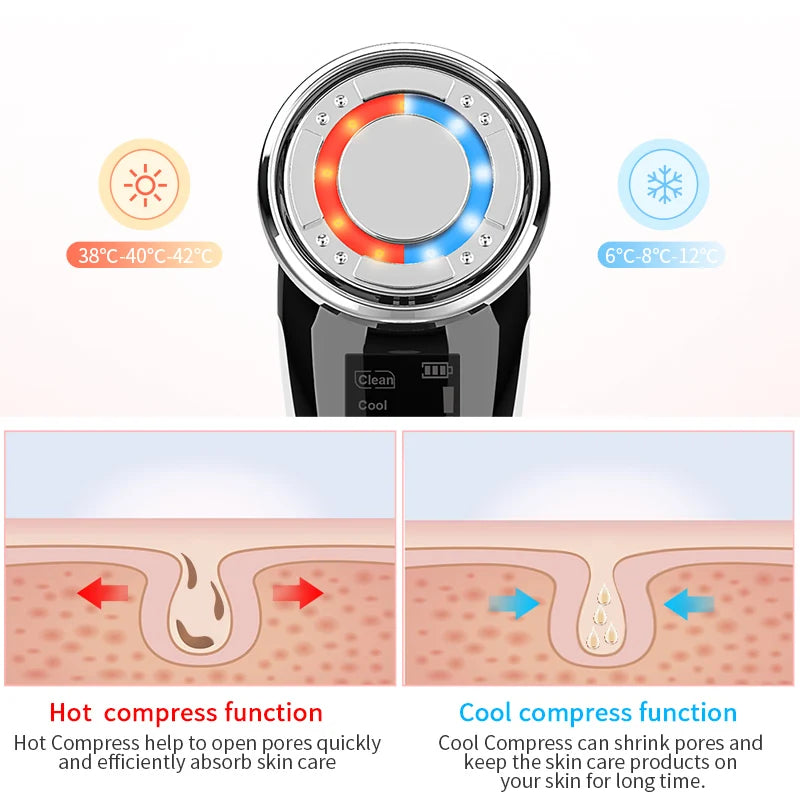 Facial Massager with LED Light for Face Lifting, Wrinkle Removal, and Skin Tightening