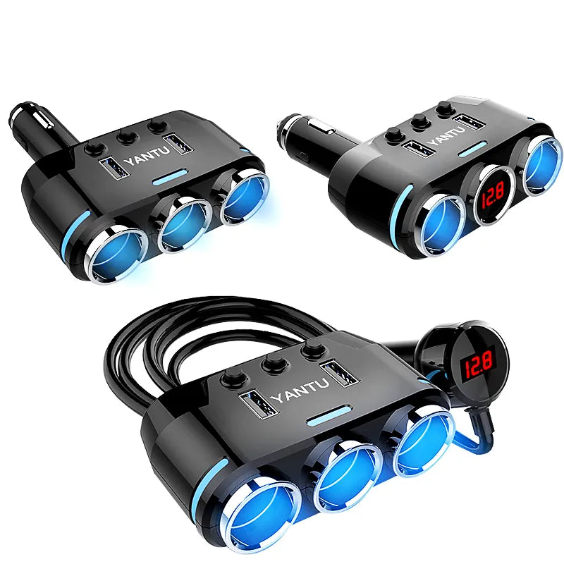 12V-24V Car Cigarette Lighter Socket, Splitter Plug and USB Charger Plug