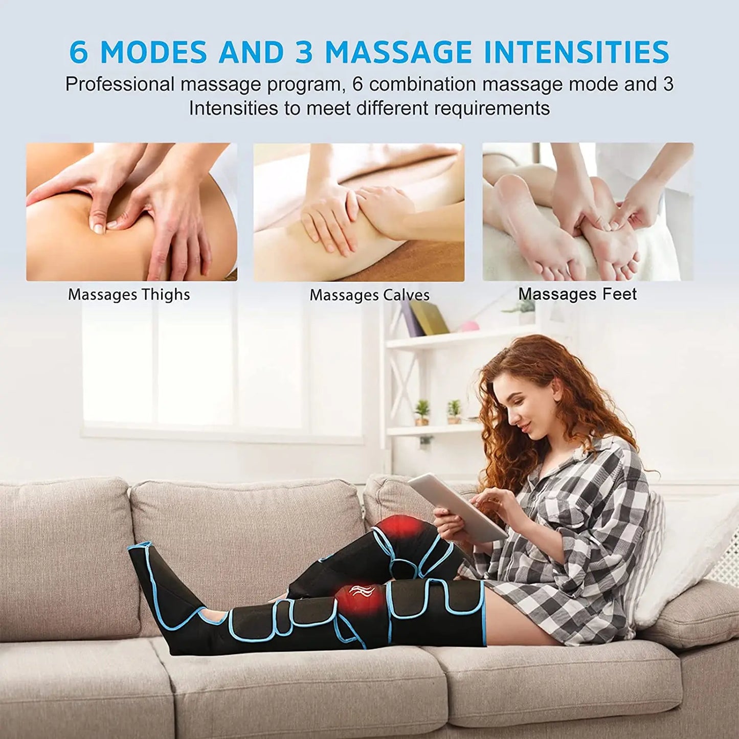 Electric Air Compression Leg Massager with Handheld Controller