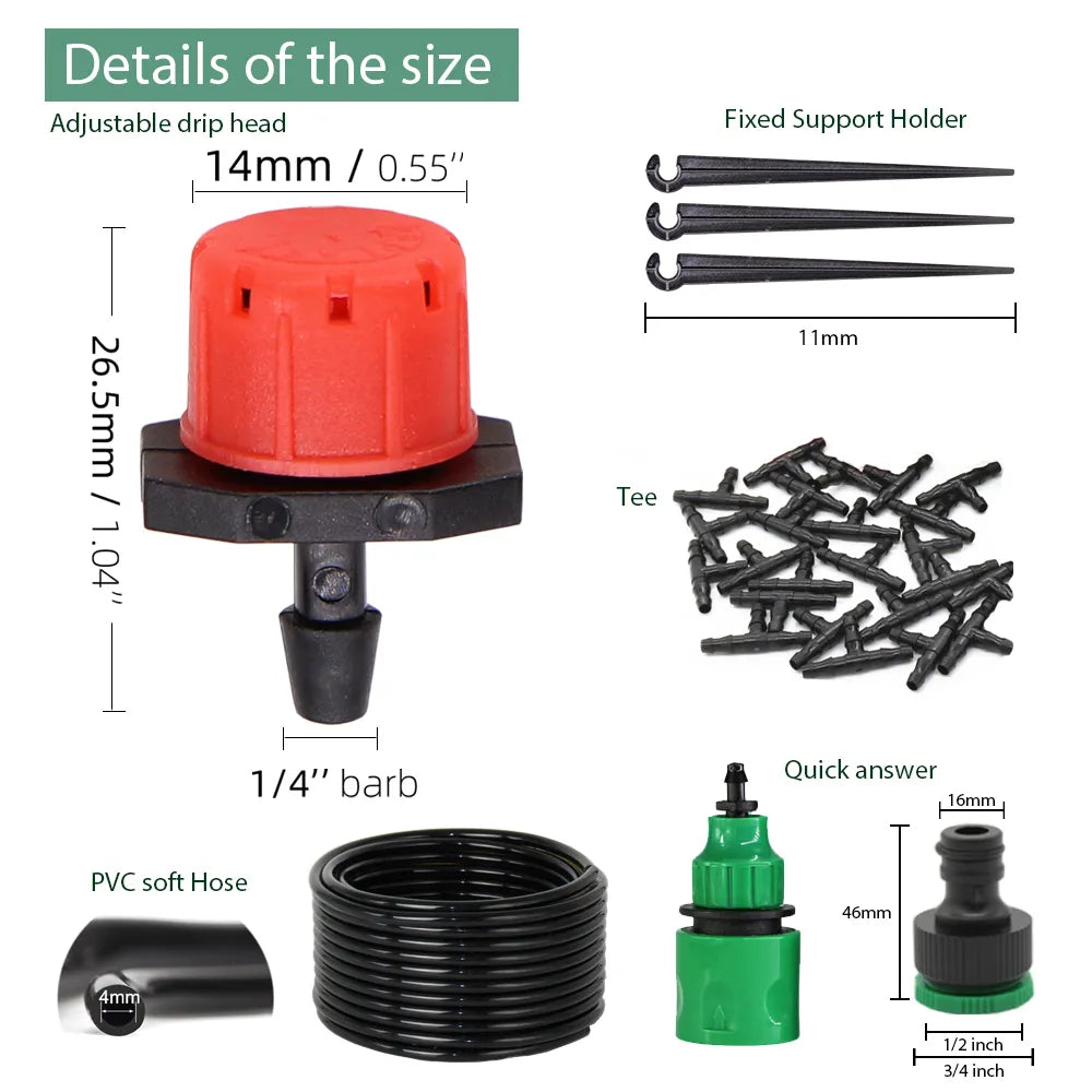 5M-50M Automatic Watering Garden Hose Micro Drip Watering Kits with Adjustable Drippers