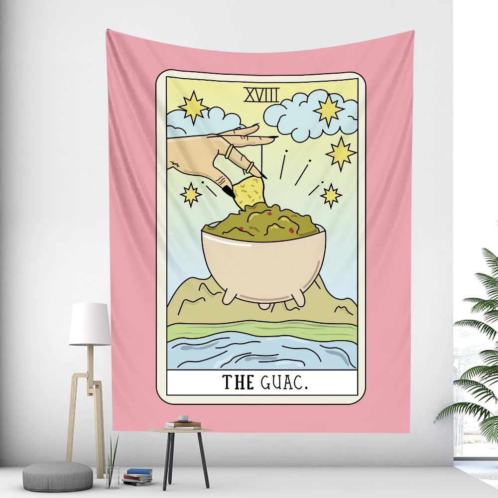 Tarot card cat paw psychedelic tapestry