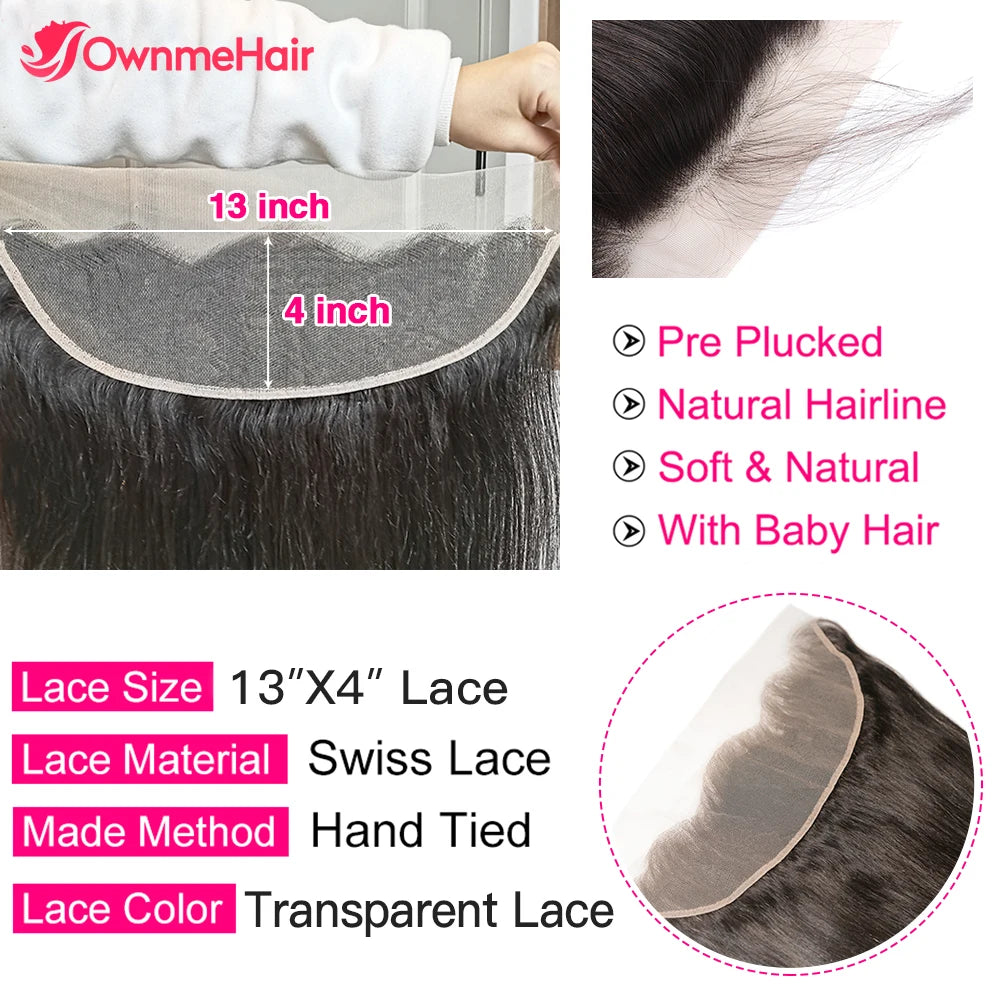 4x4 5x5 13x4 Transparent Lace Frontal Closure with Baby Hair