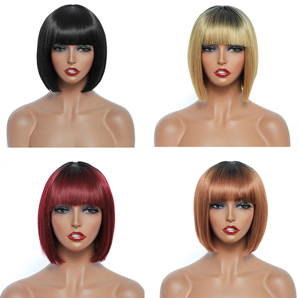 Synthetic Short Bob Wig with Bangs