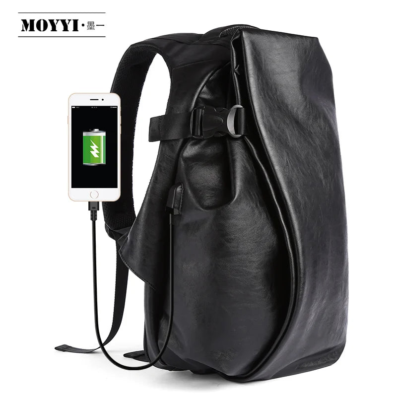 Leather Travel Laptop Backpacks with USB Charger port