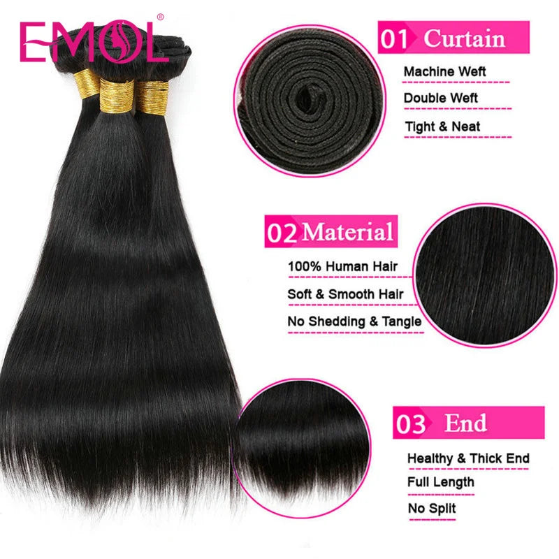 8-28 Inch 1/3/4 Bundles Straight Brazilian Human Hair Extensions