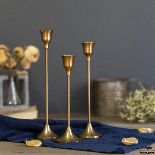 3 PC/set Retro Bronze Candle Holders