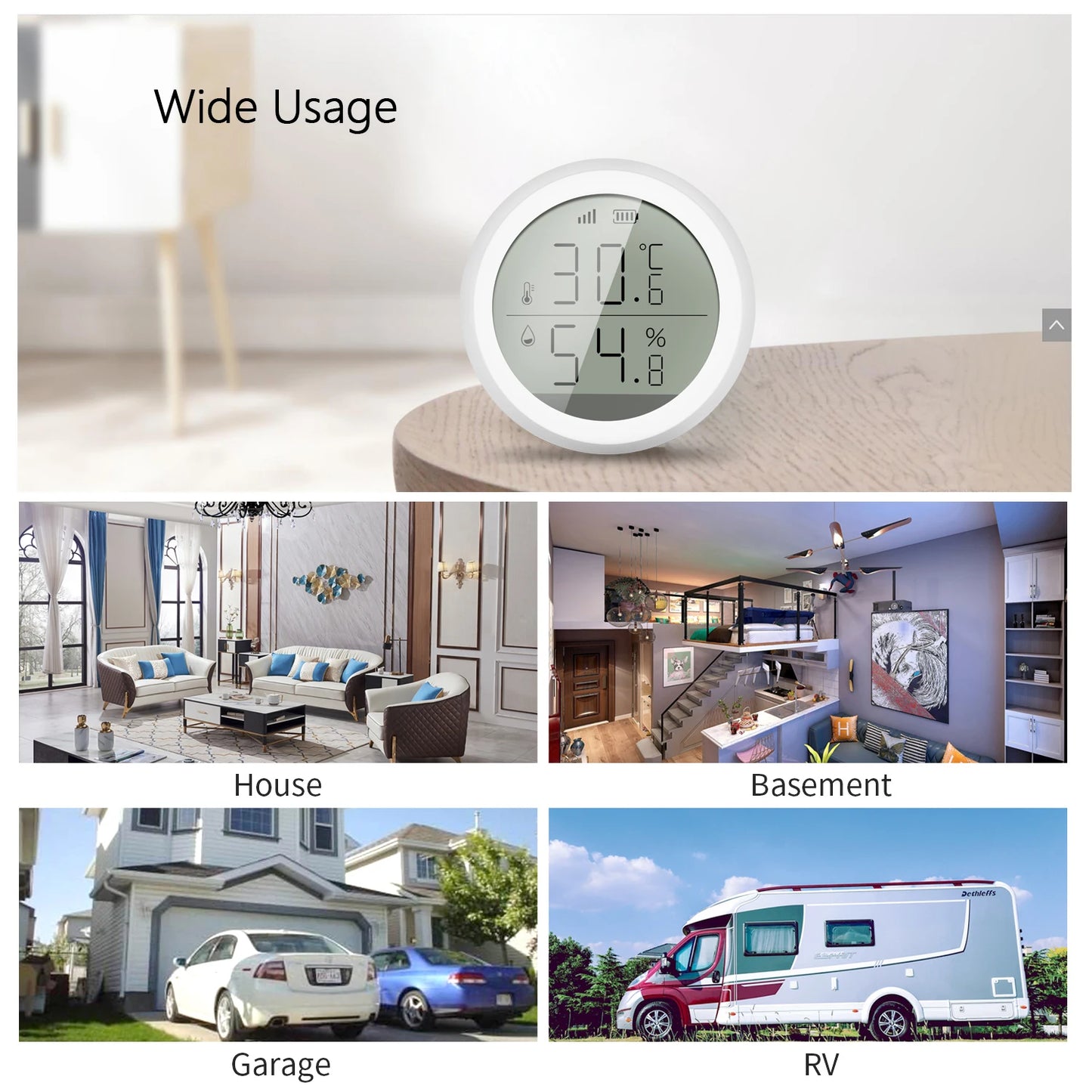 Smart Home Temperature And Humidity Sensor With LED Screen