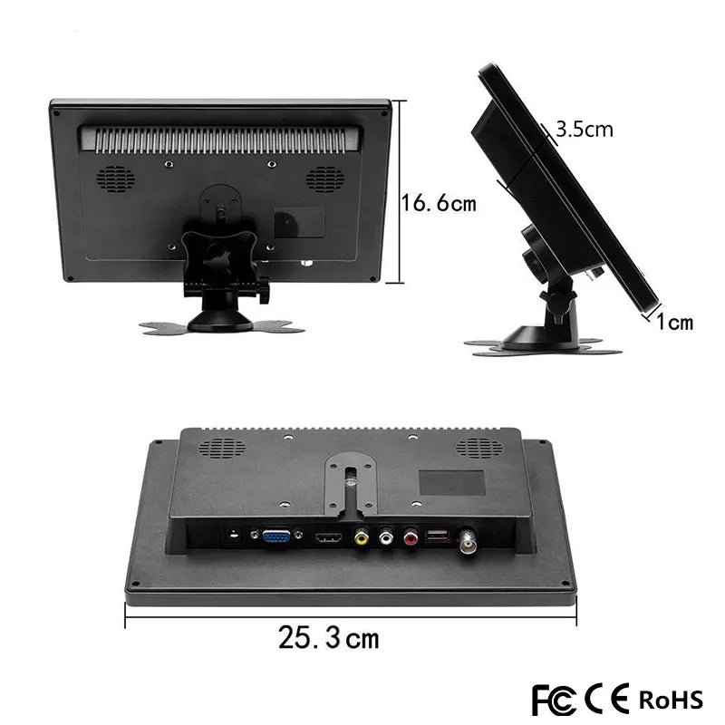 10.1-inch car monitor with HDMI and VGA for TV and computer