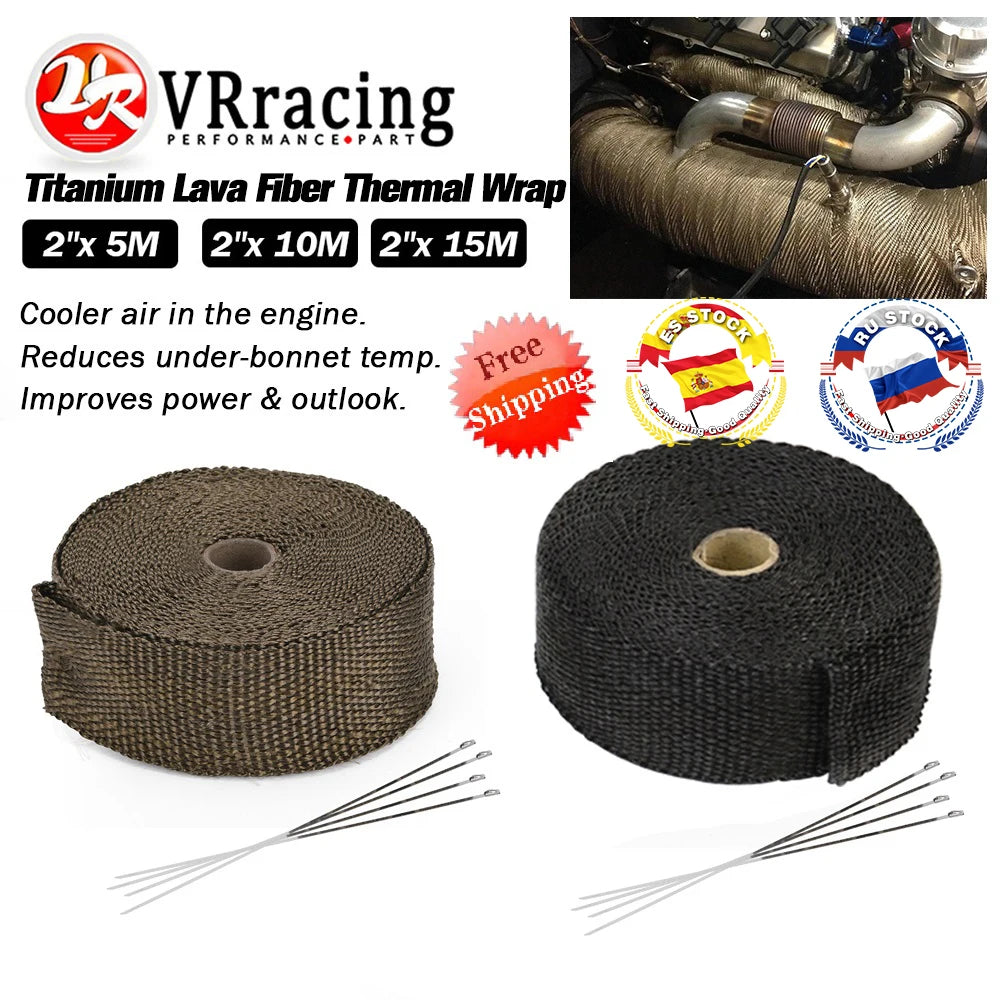 5M/10M/15M Motorcycle Exhaust Thermal Tape with Stainless Ties
