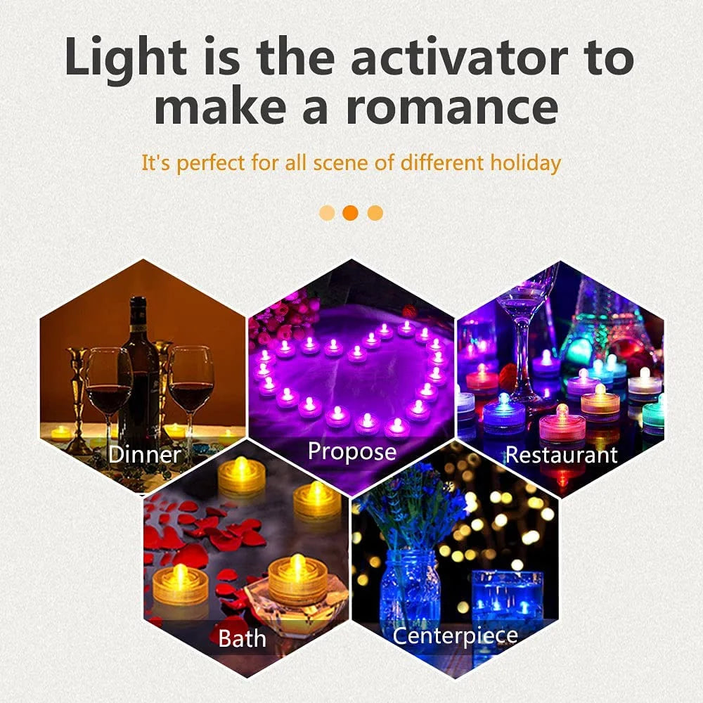 12Pcs Submersible LED Tea Lights