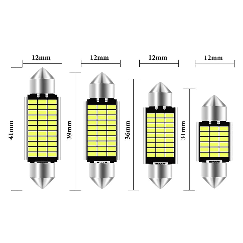 31mm, 36mm, 39mm, and 41mm high quality super bright LED bulbs