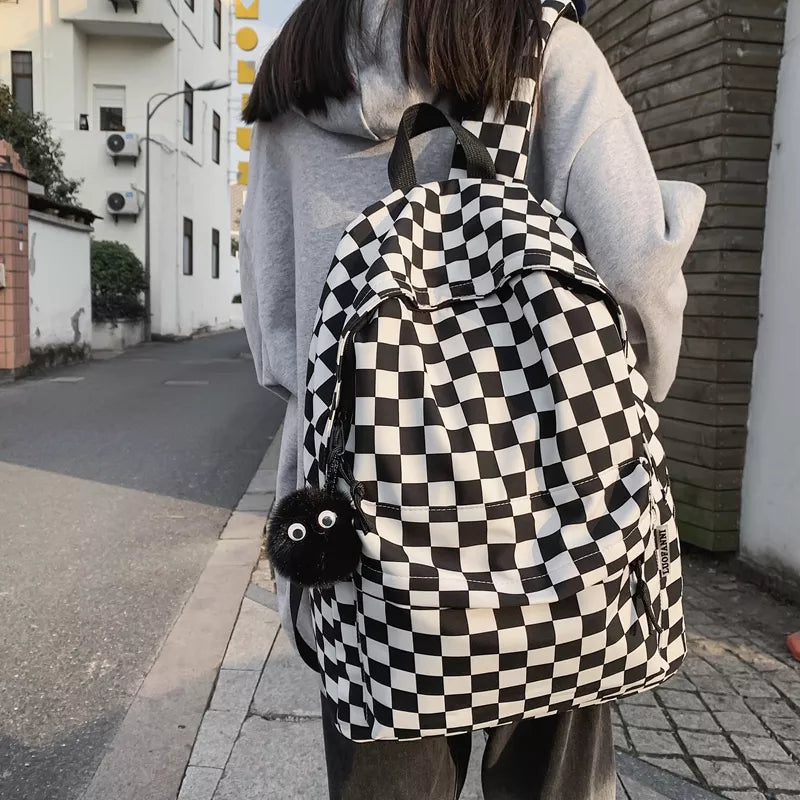 Plaid Backpack Waterproof