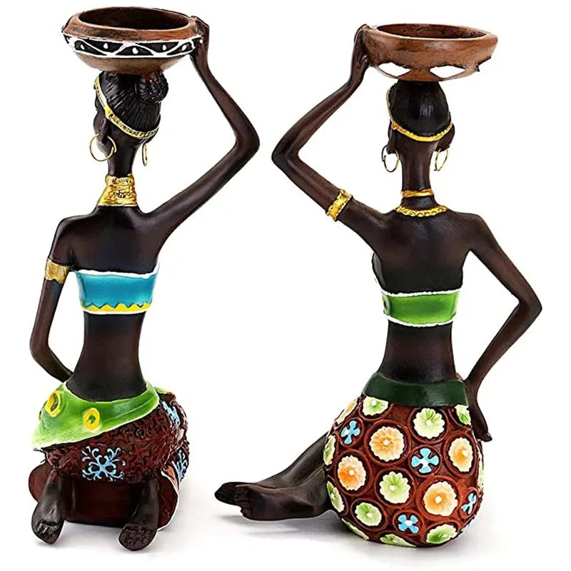 Resin African Women Candle Holders