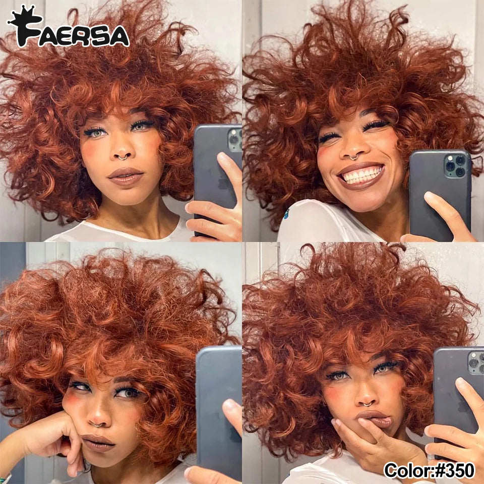 Short Hair Afro Wigs With Bangs For Black Women