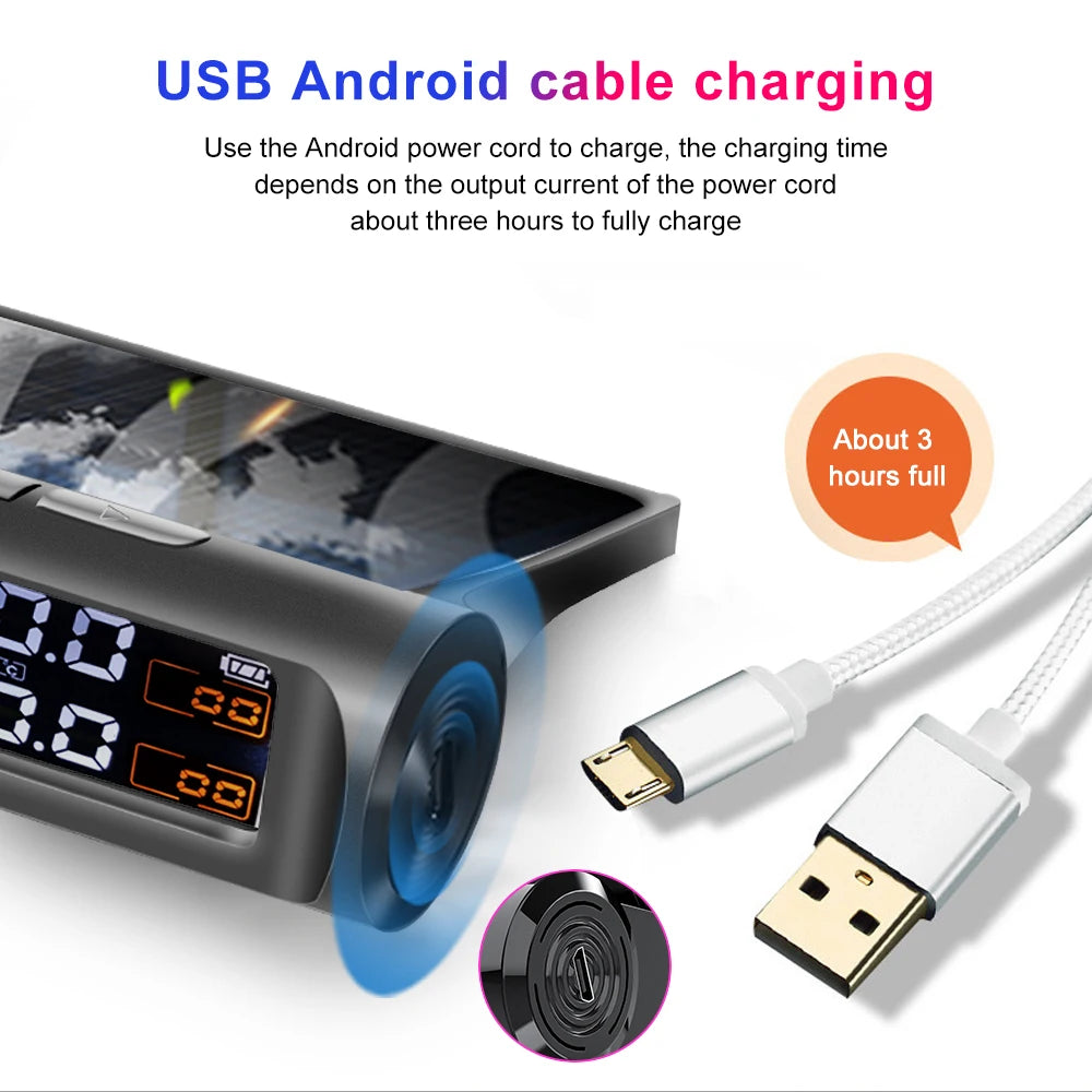 Solar Car Tire Pressure Monitoring System with 4 Wheel Internal External Sensors