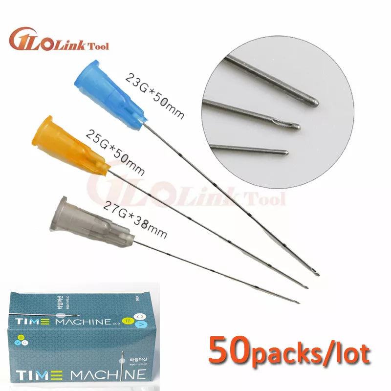 50packs Fine Micro Cannula Needle Tips 25G/27G/30G