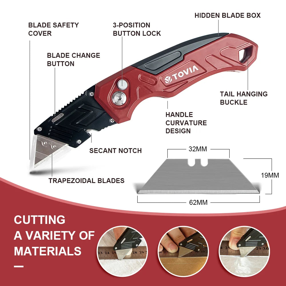 Folding Knife with 3 Blades Utility Knife for Cable Cartons