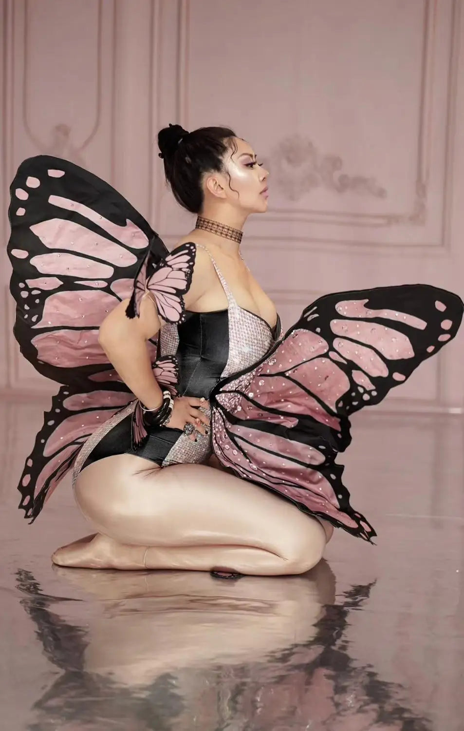 Big  Butterfly Wing Rhinestones Bodysuit