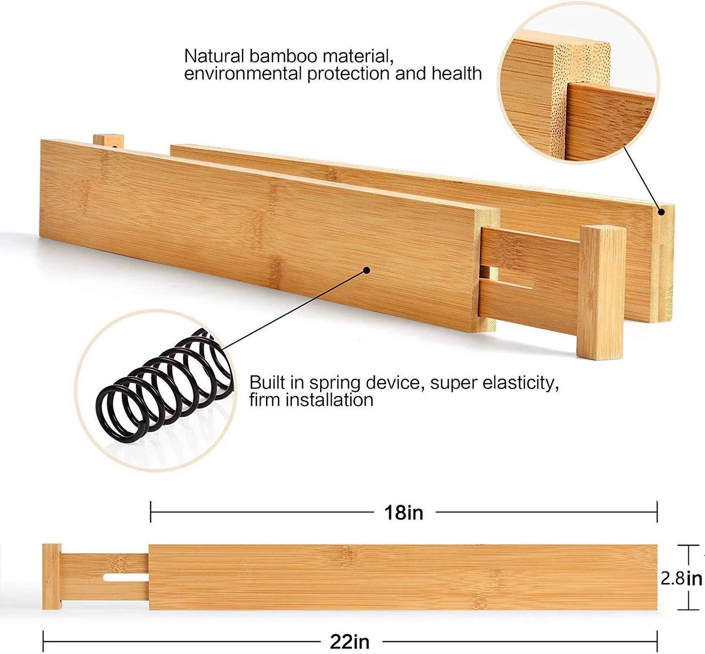 Adjustable Bamboo Drawer Dividers