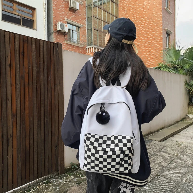 Plaid Backpack Waterproof