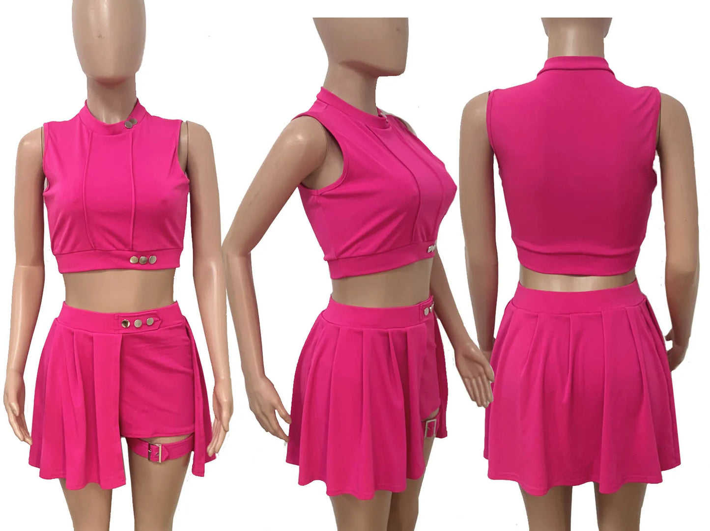 Two Piece Set O-neck Crop Top and Shorts