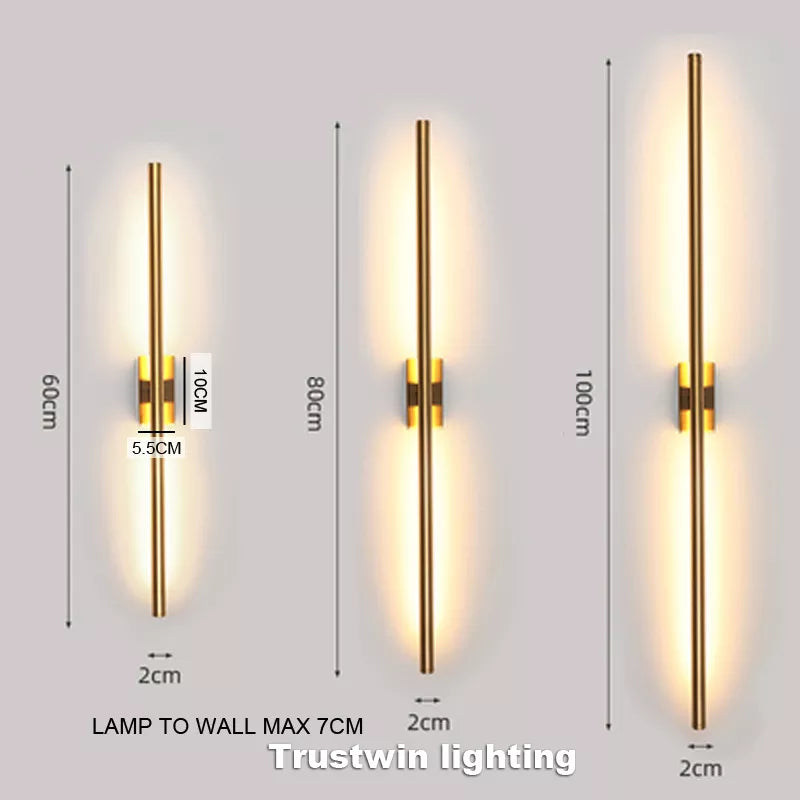 Modern simple linear tube LED wall lamp