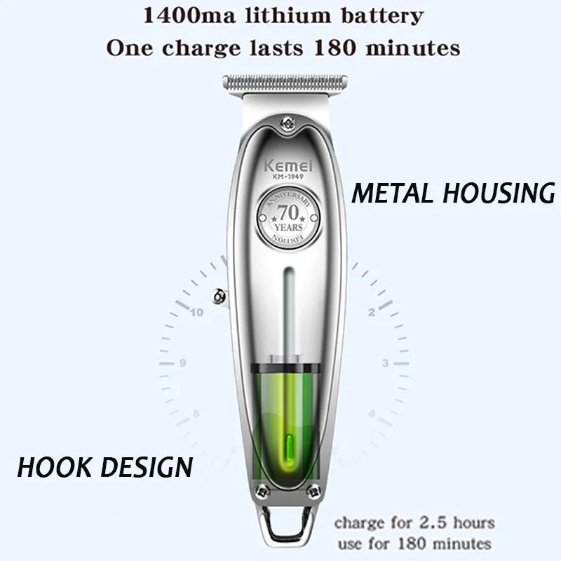 Full Metal Professional Electric Barber Hair Trimmer for Men