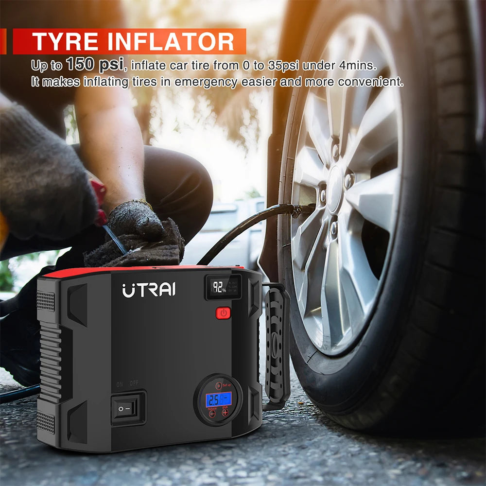 4 in 1 2000A Jump Starter Power Bank with Air Compressor Tire Pump