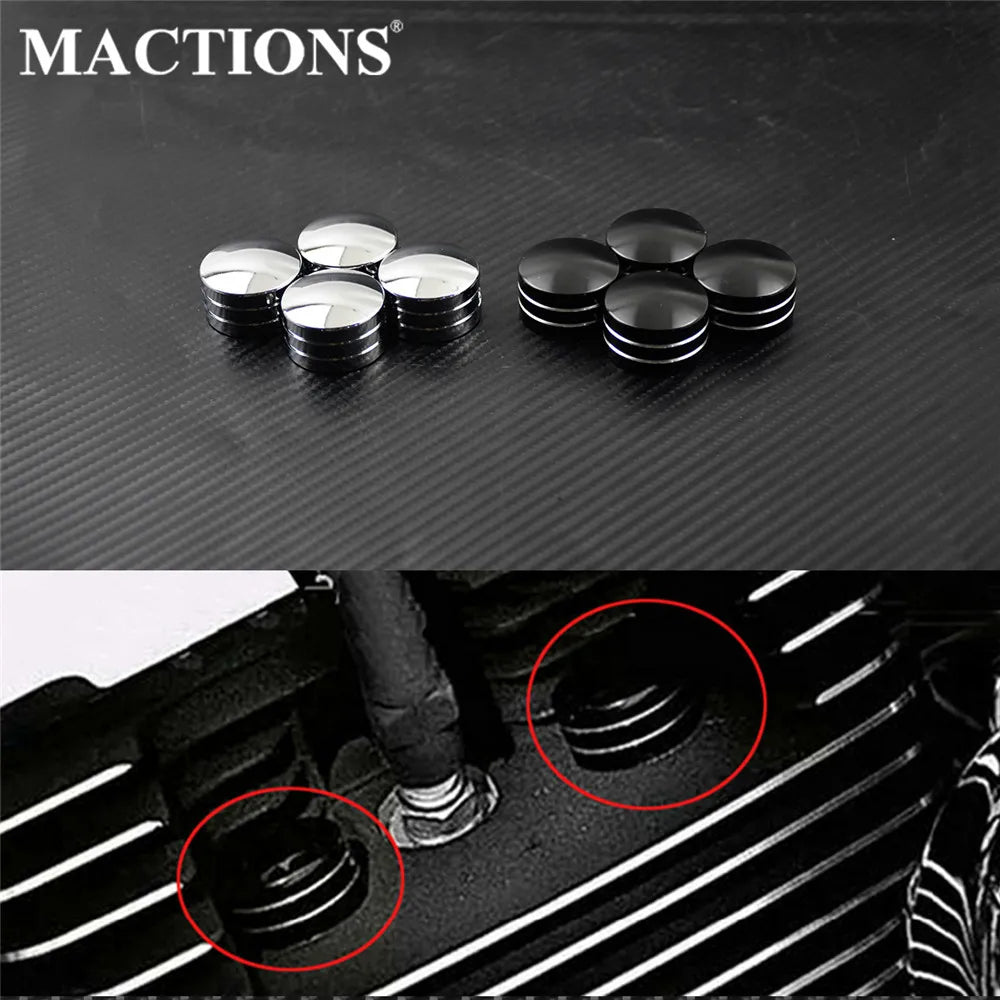 Black/ Chrome Motorcycle Spark Plug Head Bolt Cap Cover