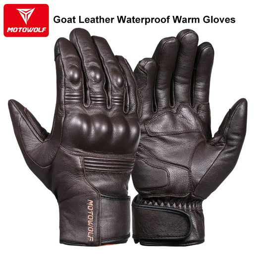 Real Leather Waterproof  Motorcycle Gloves