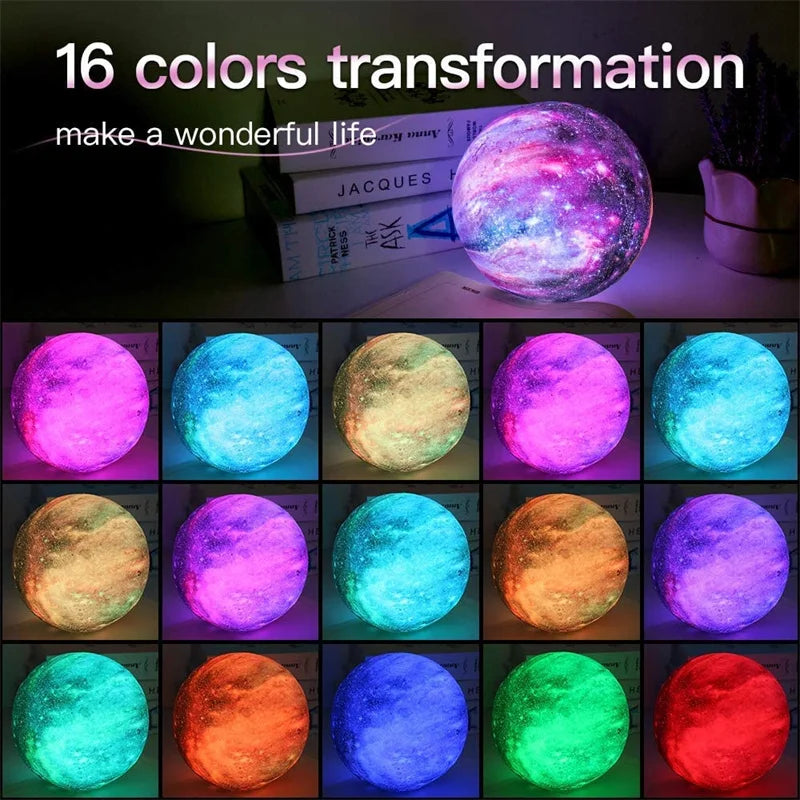 16 Colors LED Moon Lamp Galaxy Night Lamp with Change color Touch And Remote Control