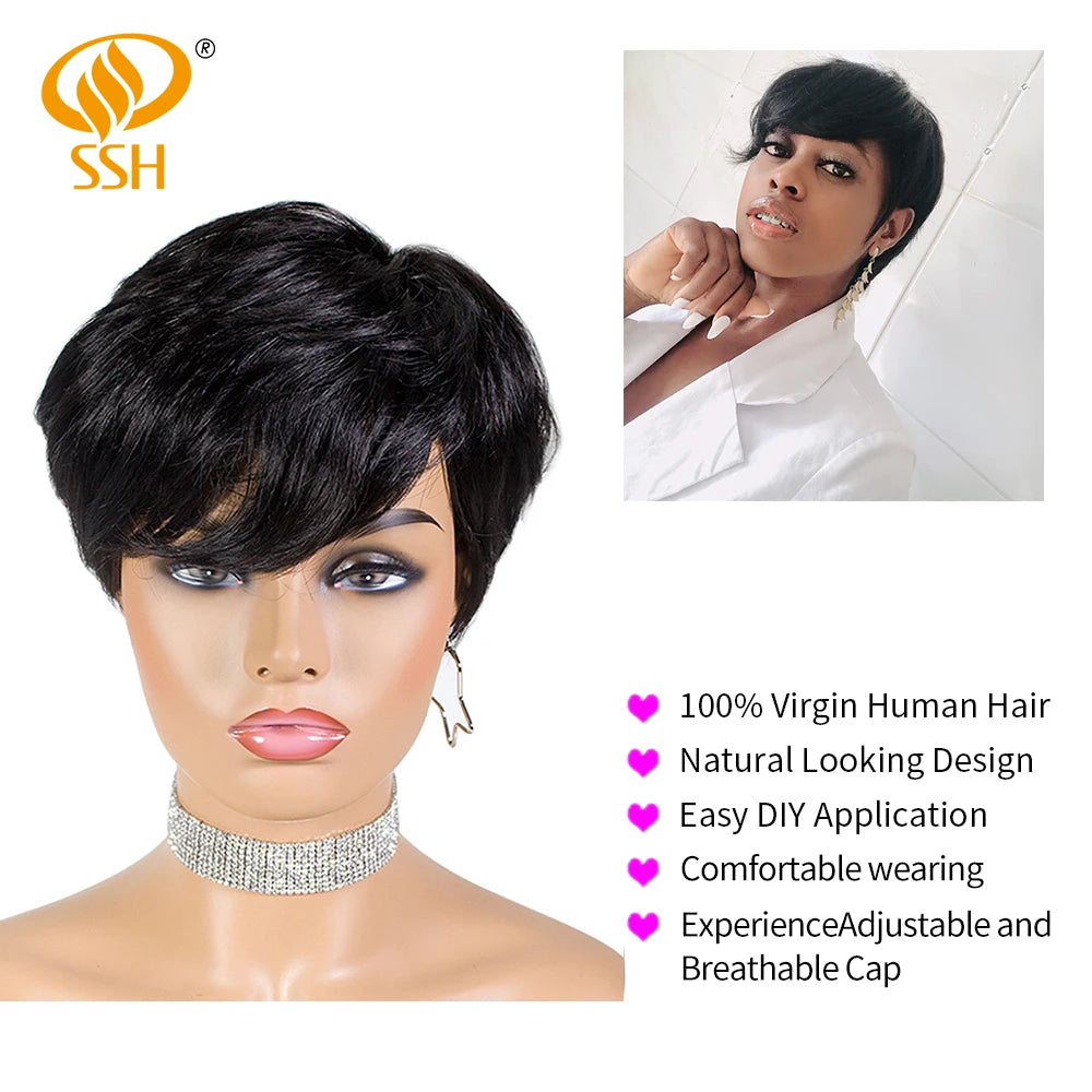 Machine Made Short Human Hair Wigs