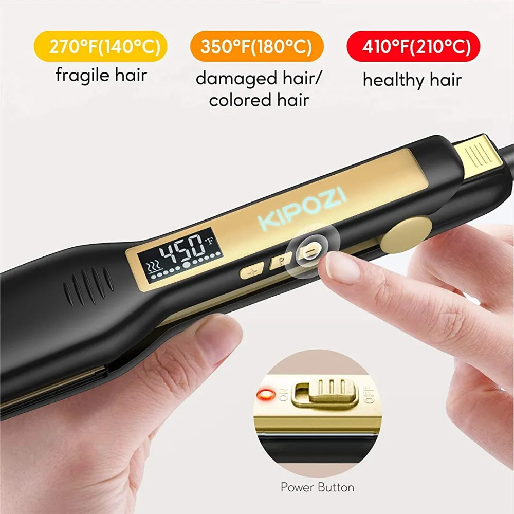 Professional Titanium Flat Iron Hair Straightener with Digital LCD Display