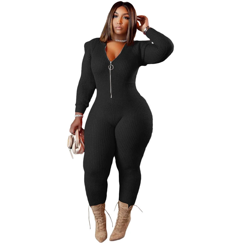 Plus Size Knitted Bodycon Jumpsuits