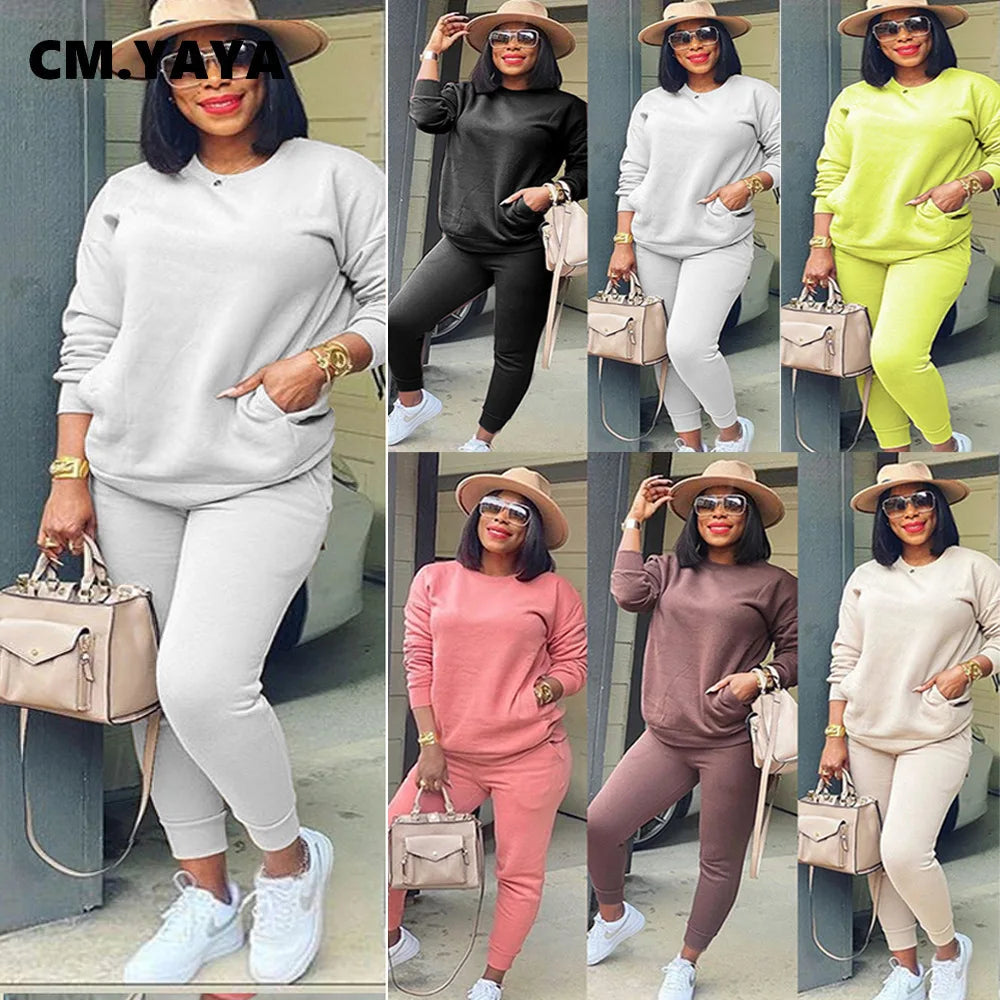 Full Sleeve Sweatshirt  + Legging Pants Suits Two Piece Set