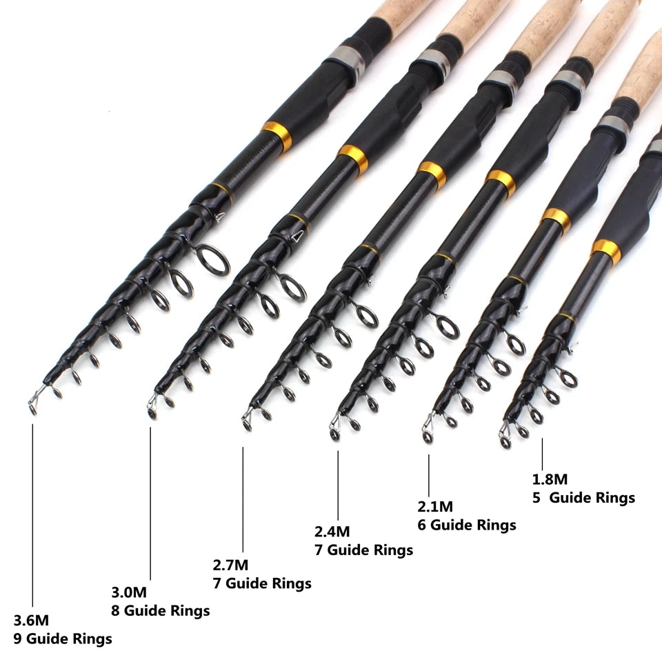 1.8m 2.1m 2.4m 2.7m 3.0m 3.6m carbon fiber fishing rod