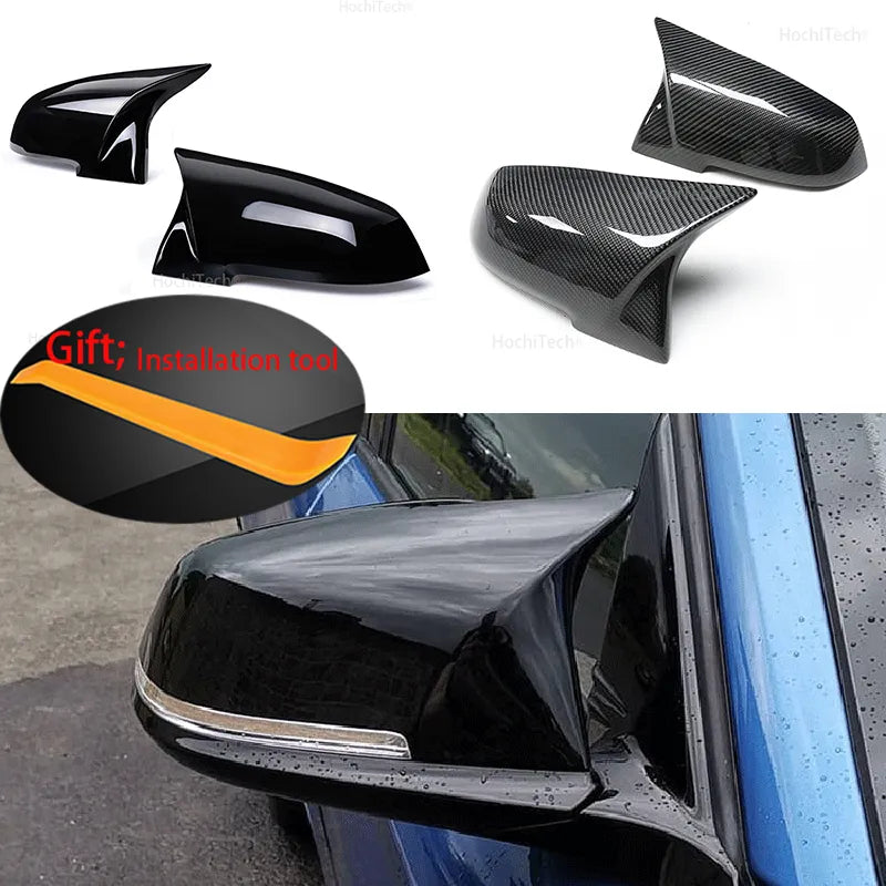 Black 2 pieces Rearview Mirror Cover  for BMW