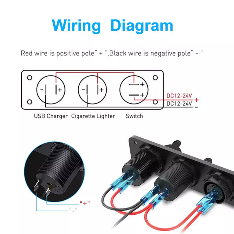 3 in 1 Waterproof  12V Cigarette Lighter Socket