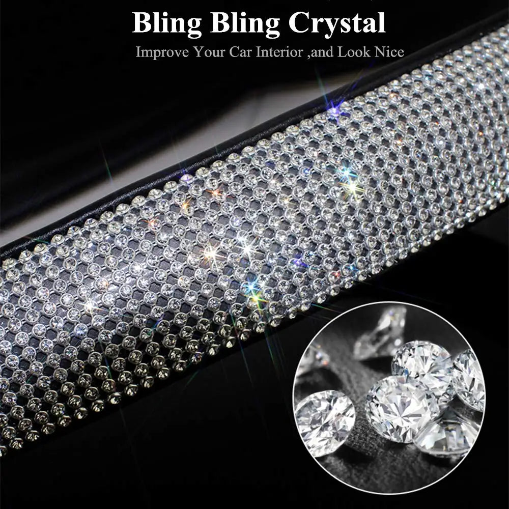 Rhinestones Crystal  PU Leather Car Steering Wheel Cover