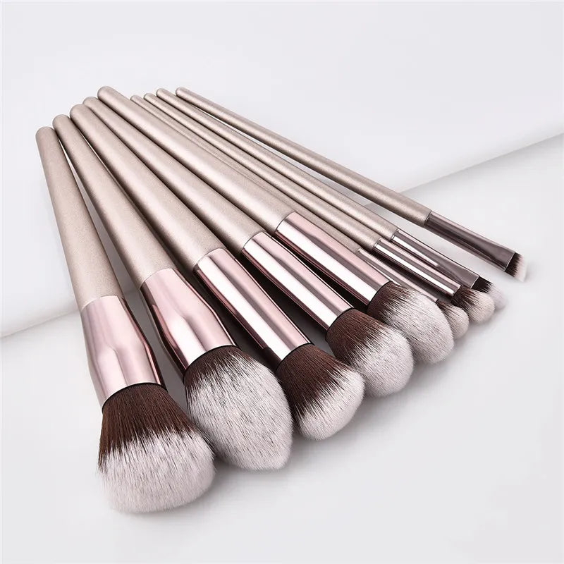 4/10 pcs Champagne makeup brushes set