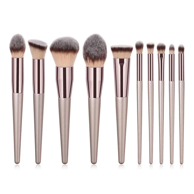 4/10 pcs Champagne makeup brushes set