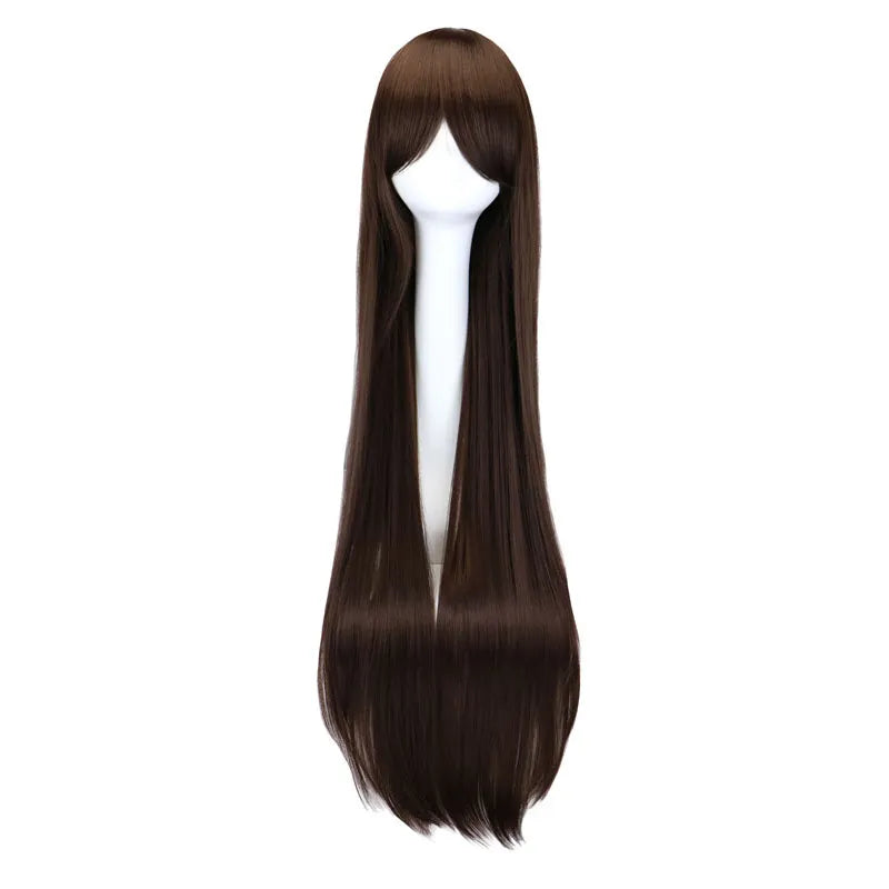 100cm long straight cosplay wig in black and purple