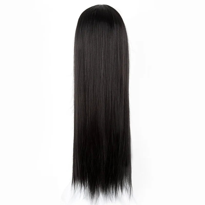 26-inch black synthetic heat-resistant long straight hair