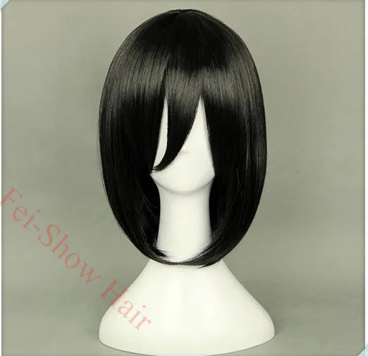 Synthetic Heat Resistant Fiber Short Wavy Black Hair Wig