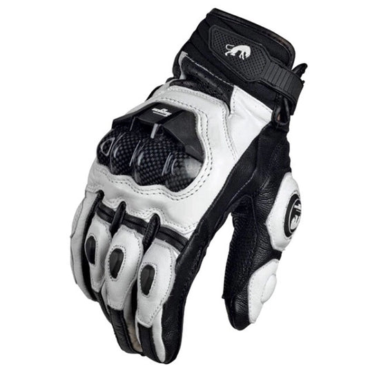 Leather black white Motorcycle Gloves