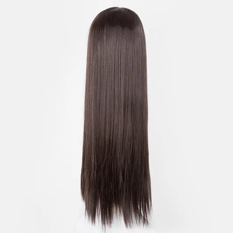 26-inch black synthetic heat-resistant long straight hair