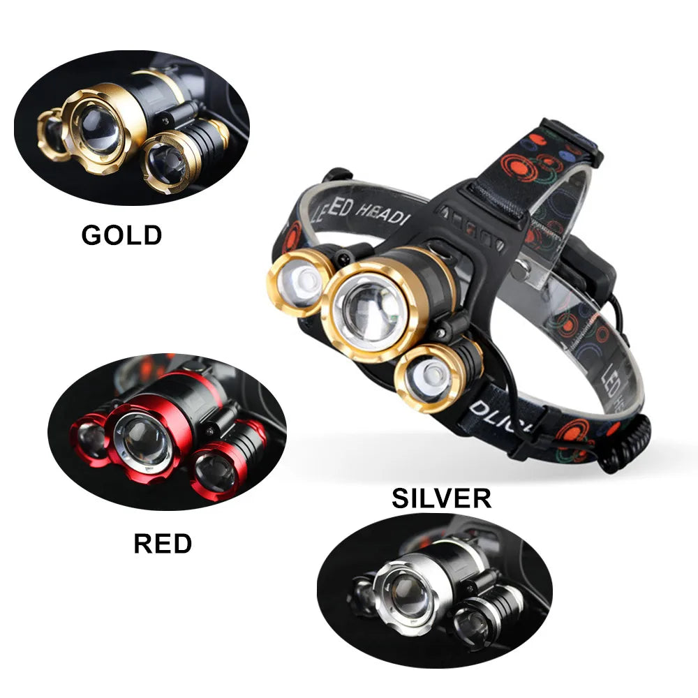 LED USB Rechargeable Headlamp (Waterproof)