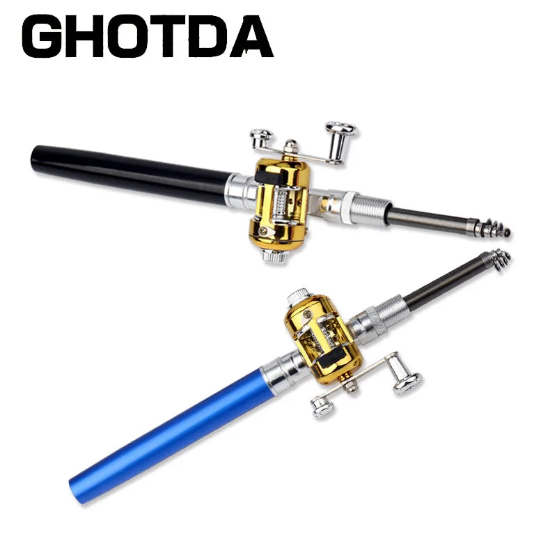 Portable Pocket Telescopic Mini Fishing Pole Pen With Reel Wheel