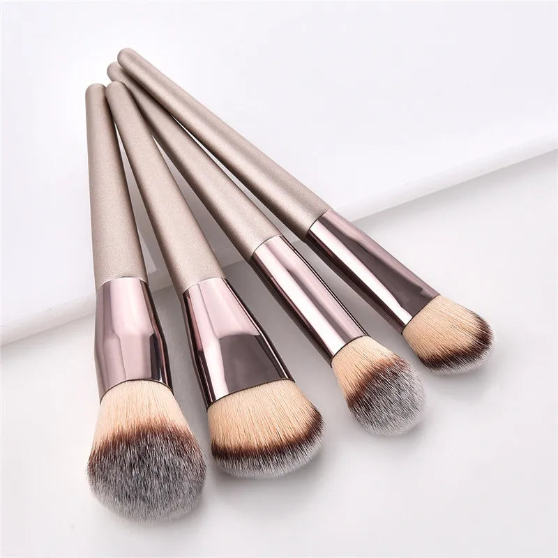 4/10 pcs Champagne makeup brushes set