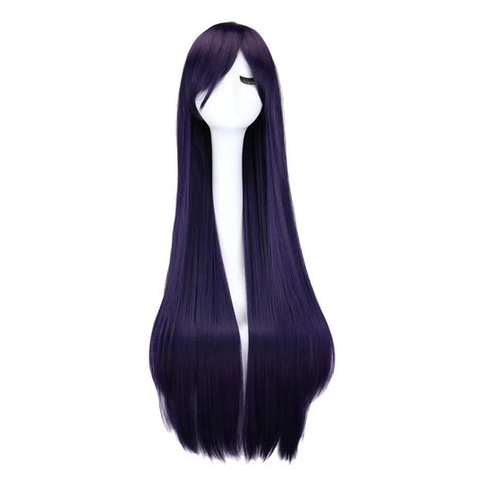 100cm long straight cosplay wig in black and purple